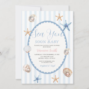 Blaue Küstenmeer-Baby-Shower-Einladung 'Sea You So Einladung