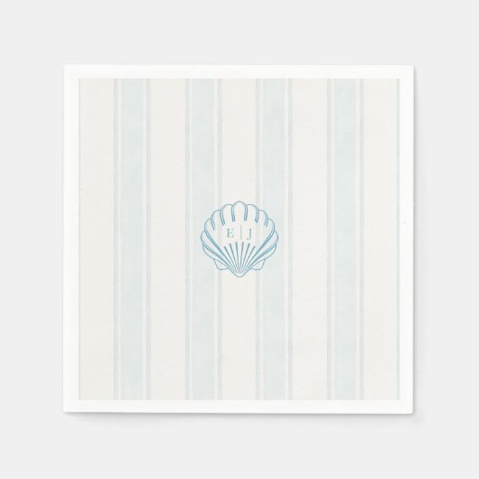 Blaue Küstenmuschel-Hochzeit  Serviette (Vorderseite)