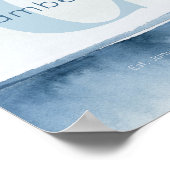 Blaue Küstenpersonalisation Nachname Wandkunst Dru Poster (Ecke)