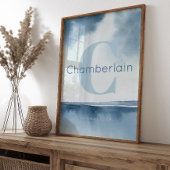 Blaue Küstenpersonalisation Nachname Wandkunst Dru Poster