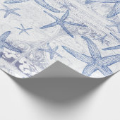 Blaue Küstenstarfish-mit Monogramm Initiale Geschenkpapier (Ecke)