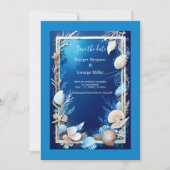 Blaue Küstenvibe Hochzeit Einladung (Vorderseite)