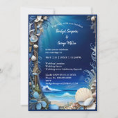 Blaue Küstenvibe Hochzeit Einladung (Vorderseite)