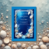 Blaue Küstenvibe Hochzeit Einladung