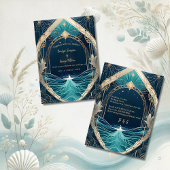 Blaue Küstenvibe Hochzeit Einladung