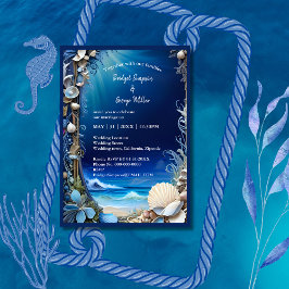 Blaue Küstenvibe Hochzeit Einladung