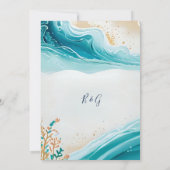 Blaue Küstenvibe Hochzeit sicher das Datum Einladu Einladung (Rückseite)