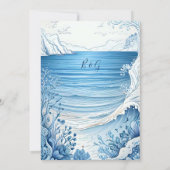 Blaue Küstenvibe Hochzeit sicher das Datum Einladu Einladung (Rückseite)