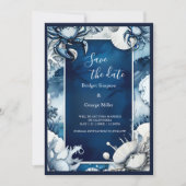 Blaue Küstenvibe Hochzeit sicher das Datum Einladu Einladung (Vorderseite)