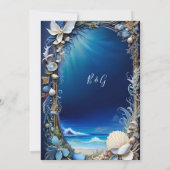 Blaue Küstenvibe Hochzeit sicher das Datum Einladu Einladung (Rückseite)