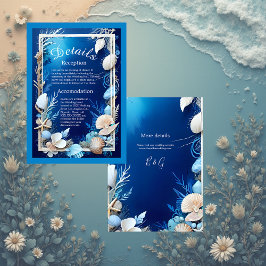 Blaue Küstenvibe Hochzeitskarte Begleitkarte