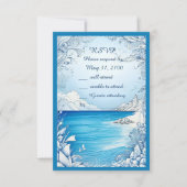 Blaue Küstenvibe Hochzeitskarte RSVP Karte (Vorderseite)