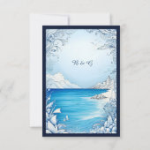 Blaue Küstenvibe Hochzeitskarte RSVP Karte (Rückseite)