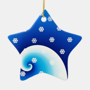 Blaue Küstenwellen Weihnachten Keramikornament