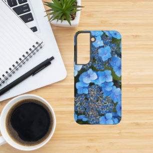 Blaue Lacecap-Hortensienblüten Floral Samsung Galaxy Hülle