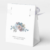 Blaue Lachs Rosa Blumenbezeichnungen Datum Weiß Geschenkschachtel (Rückseite)