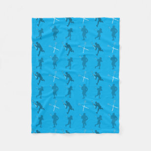 Blaue Lacrosse-Silhouetten Fleecedecke