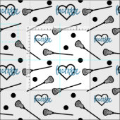 Blaue Lacrosse Sticks und Herzmuster Stoff (Kachel)