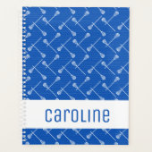 Blaue Lacrosse Weiße Sticks Gemustert Planer (Vorderseite)