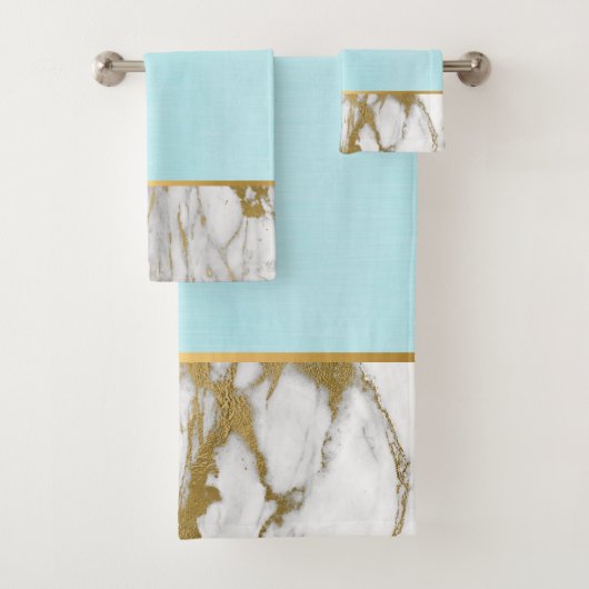 BLAUE LAGOON MARBLE GOLD BADEZIMMER TOWEL SET (Insitu)