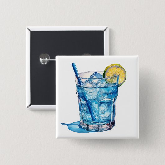 Blaue Lagune Cocktail Drink Button (Vorne & Hinten)