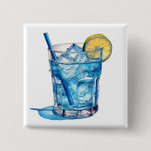 Blaue Lagune Cocktail Drink Button (Vorderseite)