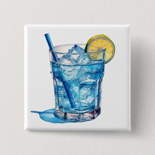 Blaue Lagune Cocktail Drink Button (Vorderseite)