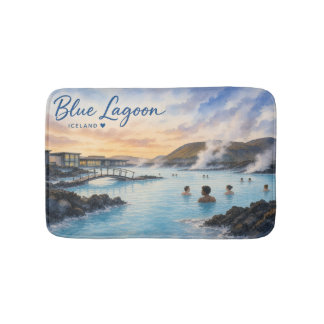 Blaue Lagune Island Thermalbad Aquarell  Badematte