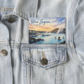 Blaue Lagune Island Thermalbad Aquarell Button (Insitu)