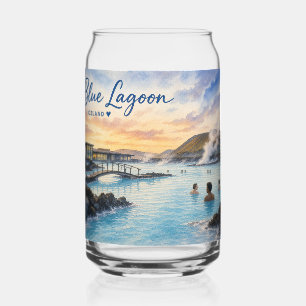 Blaue Lagune Island Thermalbad Aquarell Dosenglas