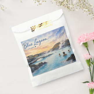 Blaue Lagune Island Thermalbad Aquarell  Geschenktütchen