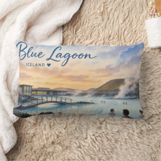 Blaue Lagune Island Thermalbad Aquarell  Lendenkissen