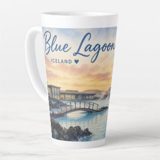 Blaue Lagune Island Thermalbad Aquarell  Milchtasse