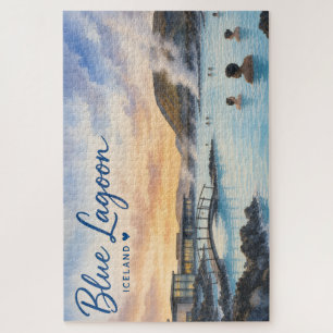 Blaue Lagune Island Thermalbad Aquarell Puzzle