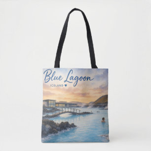Blaue Lagune Island Thermalbad Aquarell Tasche