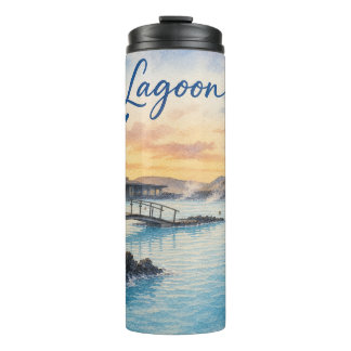 Blaue Lagune Island Thermalbad Aquarell  Thermosbecher