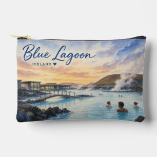 Blaue Lagune Island Thermalbad Aquarell Zubehörtasche