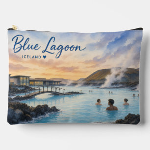 Blaue Lagune Island Thermalbad Aquarell Zubehörtasche