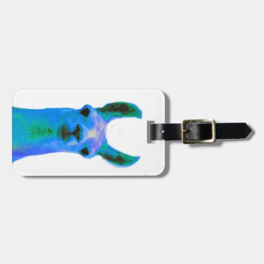 Blaue Lama-Grafik Gepäckanhänger (Vorderseite horizontal)