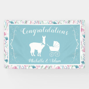 Blaue Lama-Jungen-Baby-Party Banner