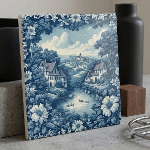 Blaue ländliche französische Bauernhaus-Wasserkana Fliese