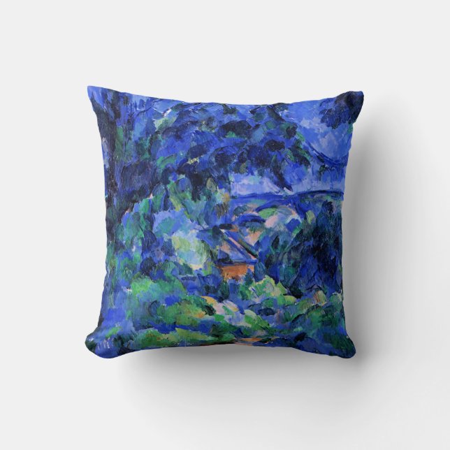 Blaue Landschaft von Paul Cezanne Kissen (Vorderseite)