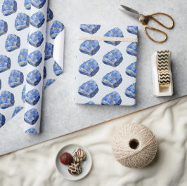Blaue Lapislazuli-Kristalle Geburtstag Geschenkpapier