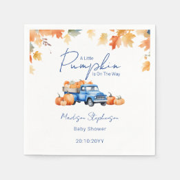 Blaue Lastwagen & Kleiner Kürbis auf dem Weg Baby  Serviette