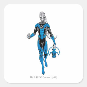 Blaue Laterne 4 Quadratischer Aufkleber