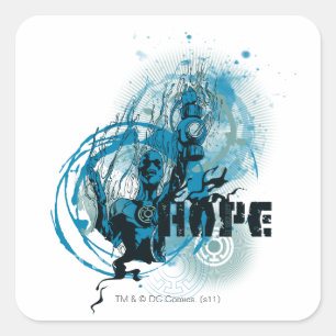 Blaue Laternen-Grafik 3 Quadratischer Aufkleber