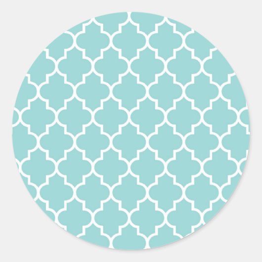 Blaue Latticework, Quatrefolie, marokkanischer Tre Runder Aufkleber (Vorderseite)