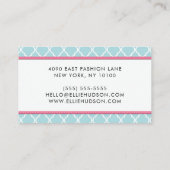 Blaue Latticework, Quatrefolie, marokkanischer Tre Visitenkarte (Rückseite)