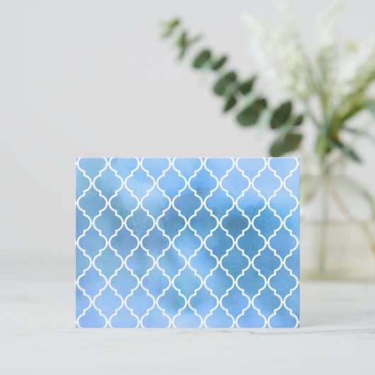 Blaue Lattizität, Quatrefolie, Trellis, Wasserfarb Postkarte (Stehend Vorderseite)