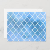 Blaue Lattizität, Quatrefolie, Trellis, Wasserfarb Postkarte (Vorne/Hinten)